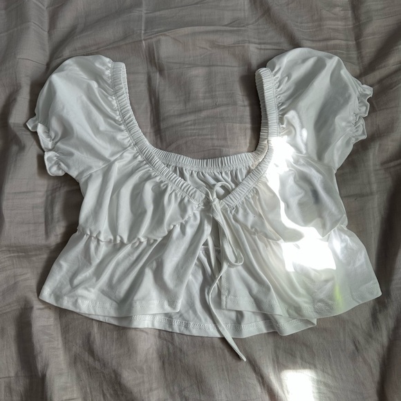 Puff Sleeve Tie-Front Blouse - Picture 2 of 3